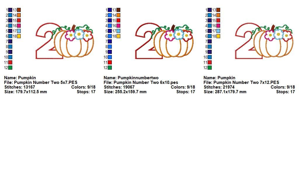 Pumpkin Birthday Two - Appliqué - Machine Embroidery Design