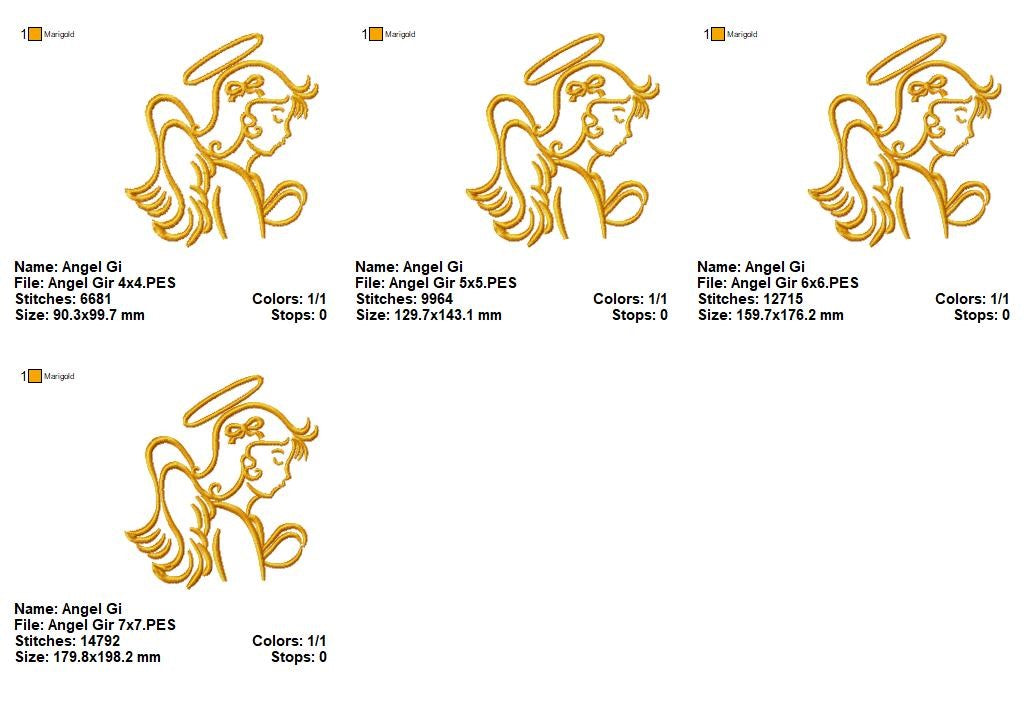 Sweet Angel Girl Outline Design - Satin Stitch – Machine Embroidery Design