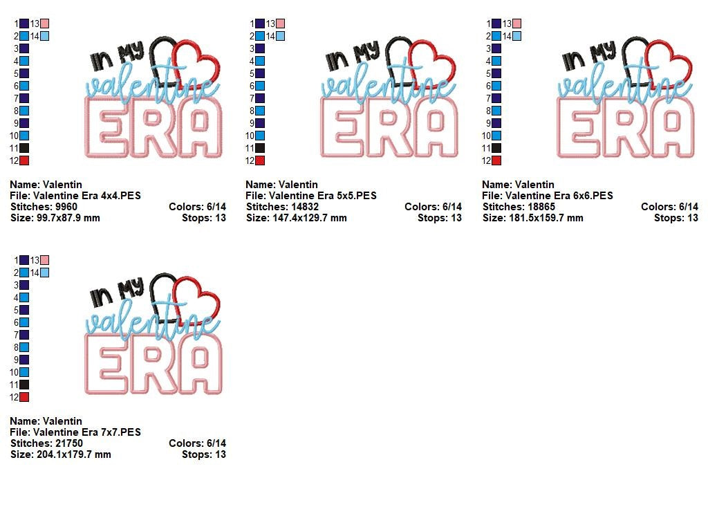 In my Valentine Era - Applique - Machine Embroidery Design