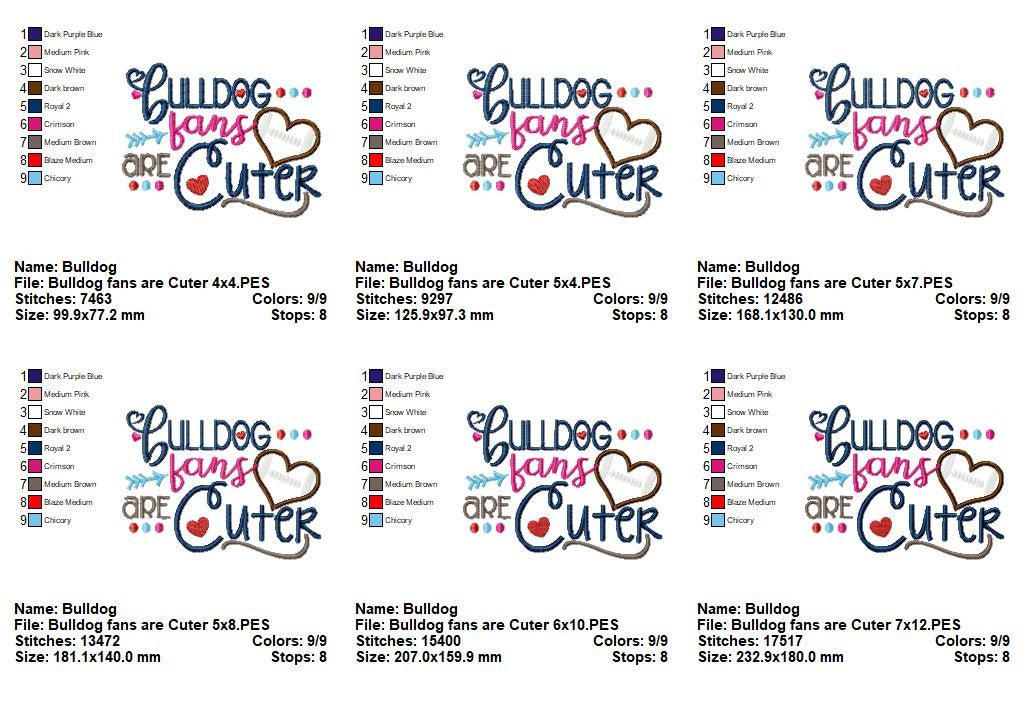 Bulldog Fans Are Cuter - Appliqué - Machine Embroidery Design