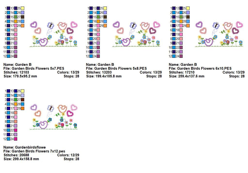 Garden Birds and Flowers - Appliqué – Machine Embroidery Design