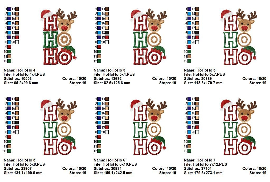 Holiday Ho Ho Ho Character Trio – Applique – Machine Embroidery Design