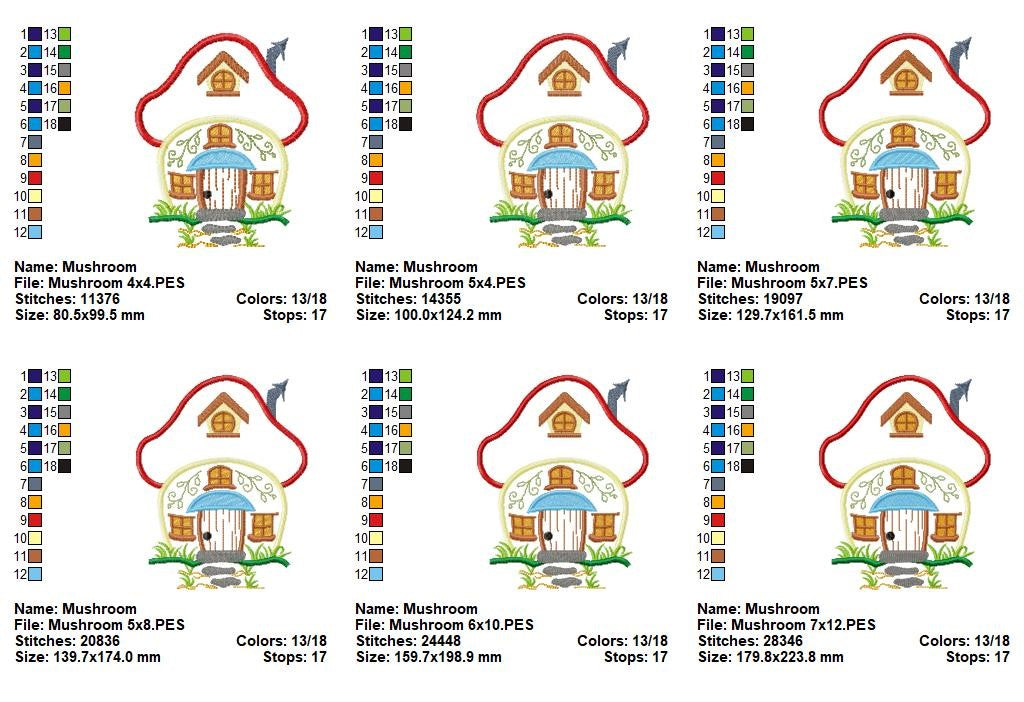 Mushroom House π‘π β Applique - Machine Embroidery Design
