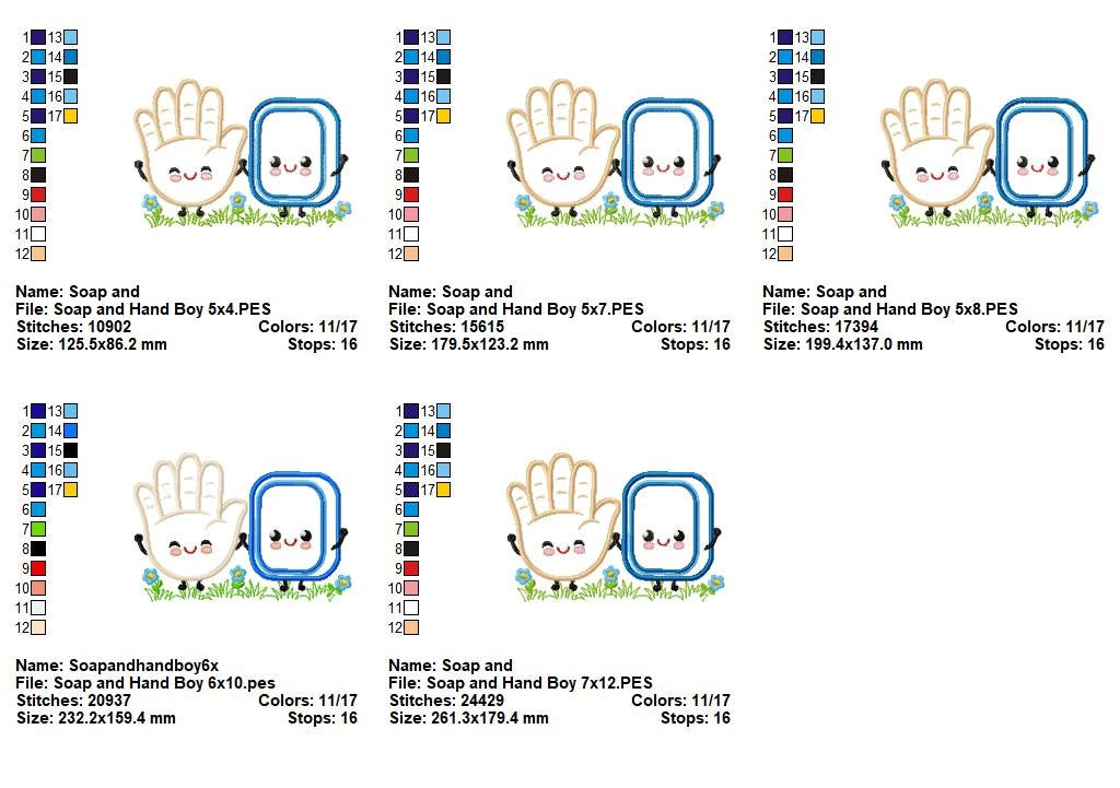 Soap and Hand Boy - Appliqué – Machine Embroidery Design