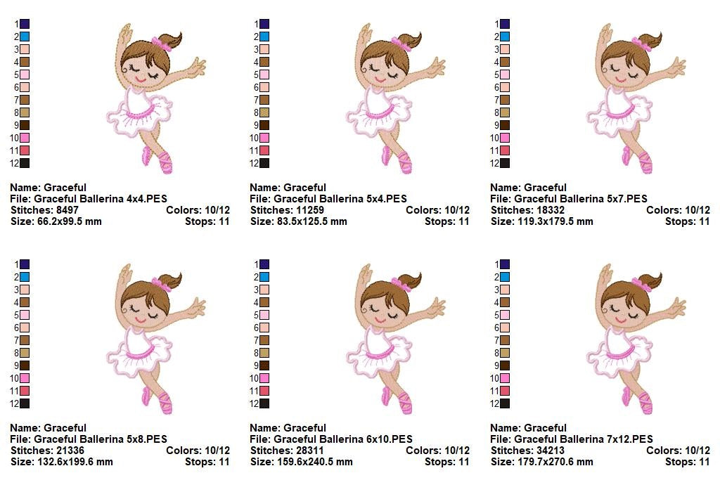 Twirling Little Ballerina - Appliqué - Machine Embroidery Design