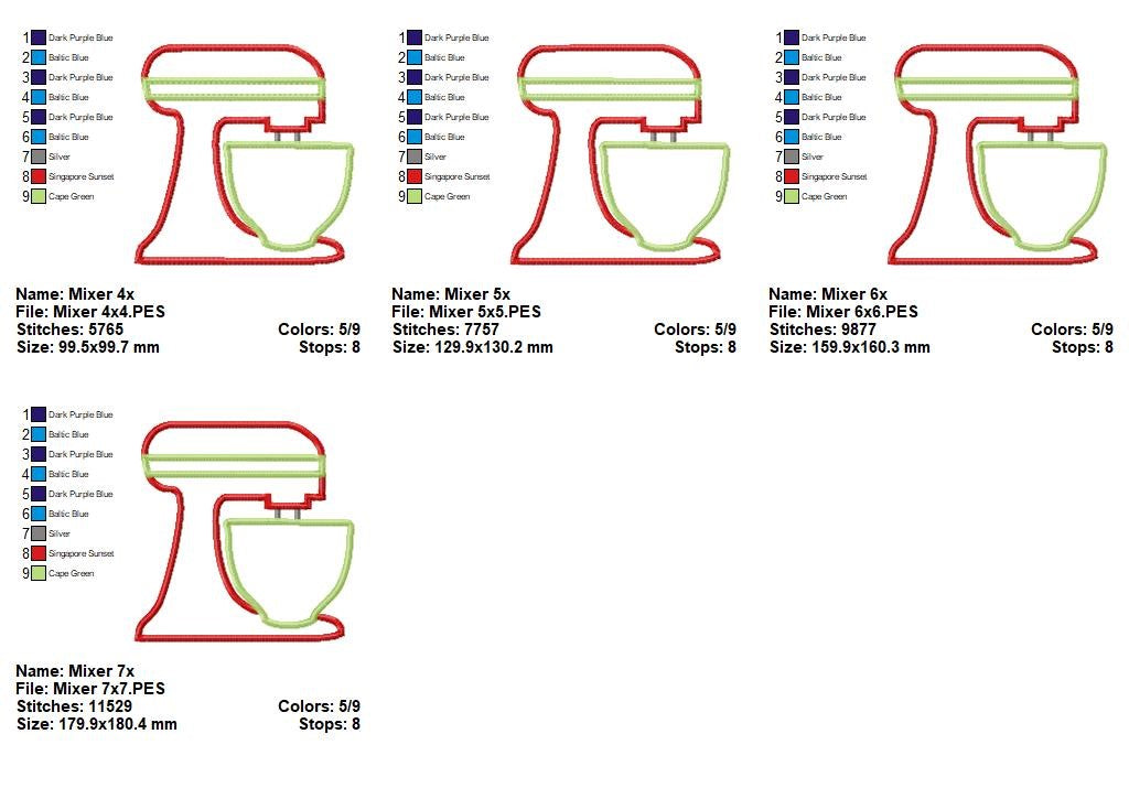 Cute Kitchen Mixer - Appliqué – Machine Embroidery Design
