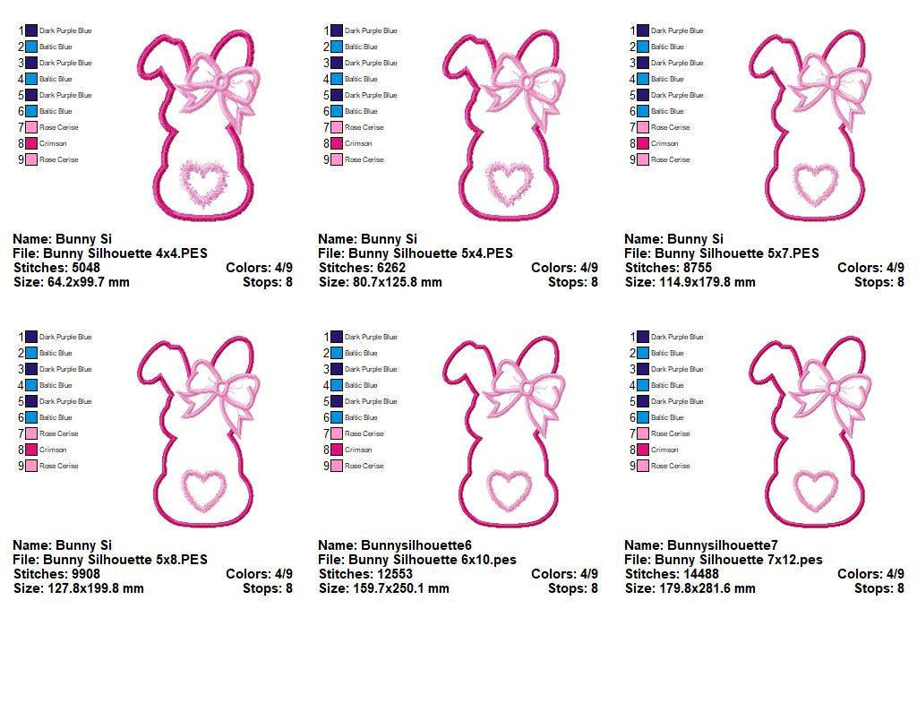Easter Girl Bunny Silhouette - Applique - Machine Embroidery Design