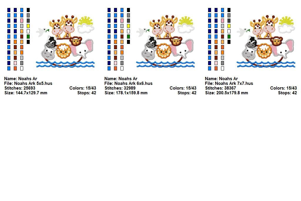 Noah’s Ark Animals – Appliqué – Machine Embroidery Design