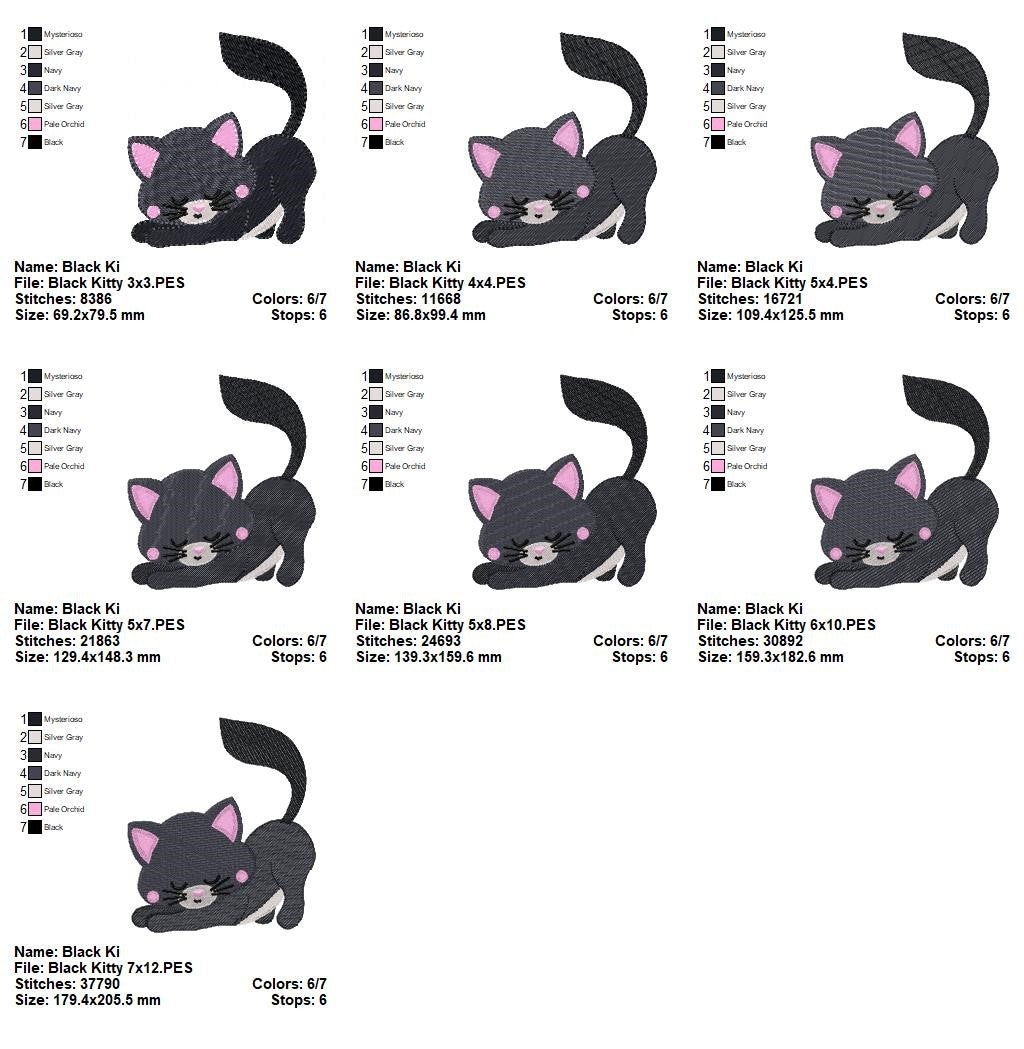 Sleepy Kitty - Fill Stitch – Machine Embroidery Design
