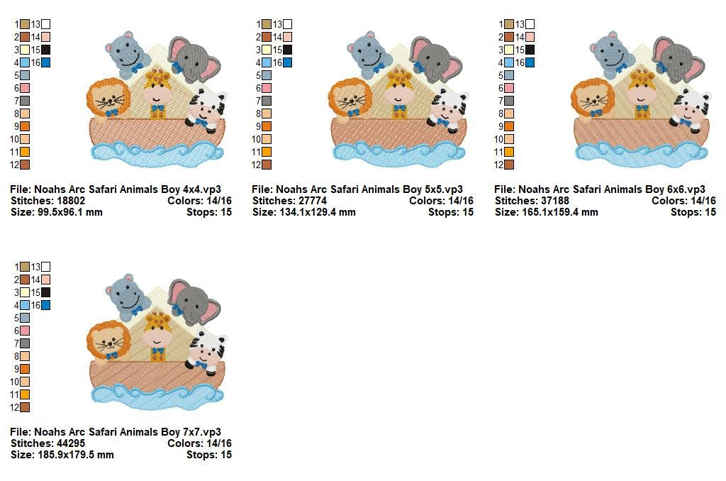 Noah's Ark Safari Friends - Sketch Stitch - Machine Embroidery Design