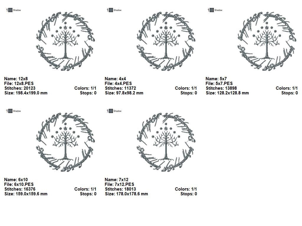 The Ring and the White Tree of Gondor - Satin Stitch – Machine Embroidery Design