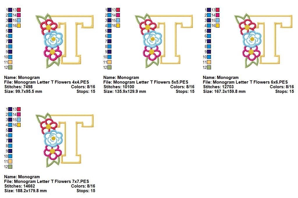 ๐ธ T is for Terrific Blooms โ Applique โ Machine Embroidery Design