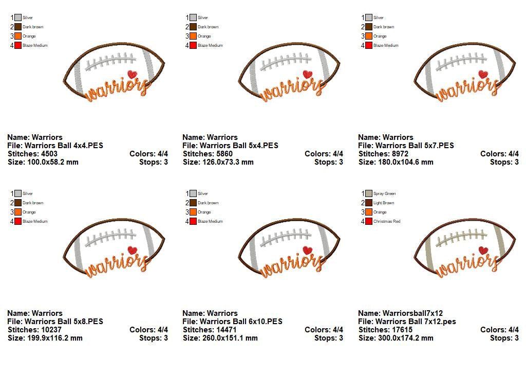Warriors Football Script - Satin Stitch – Machine Embroidery Design