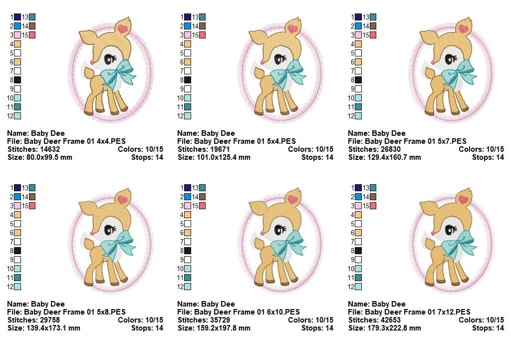 Sweet Baby Deer Frame - Appliqué - Machine Embroidery Design