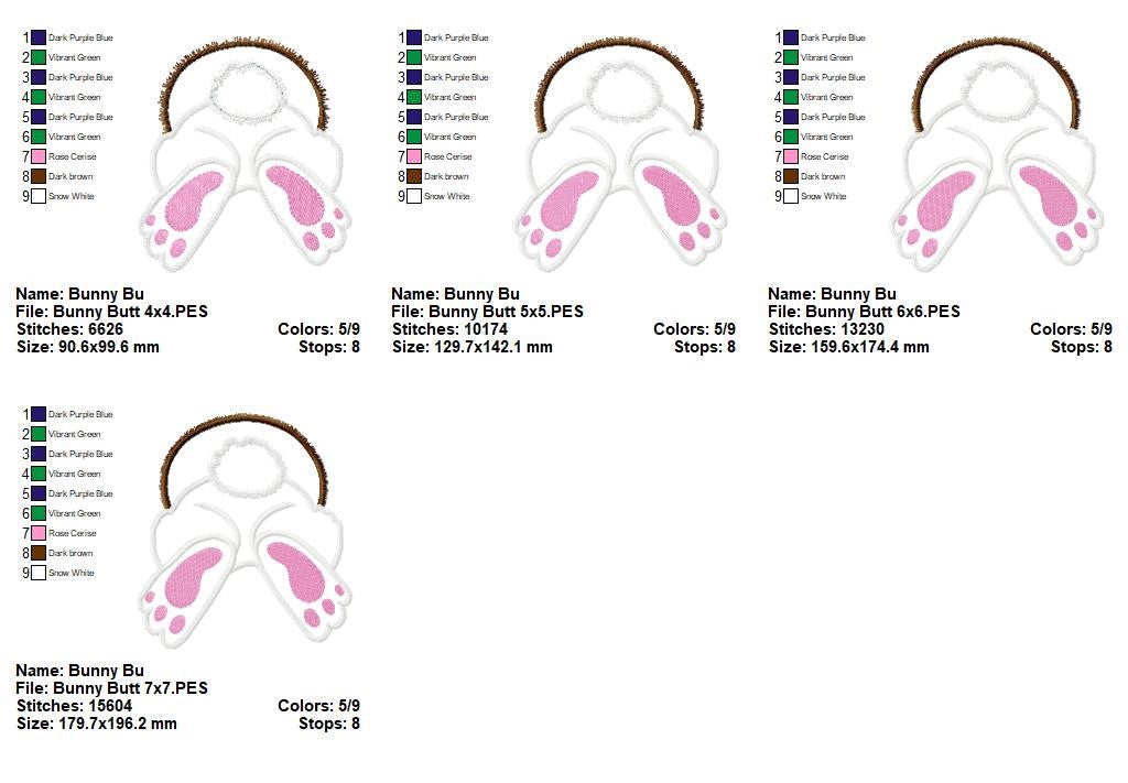 Bunny Butt – Appliqué – Machine Embroidery Design