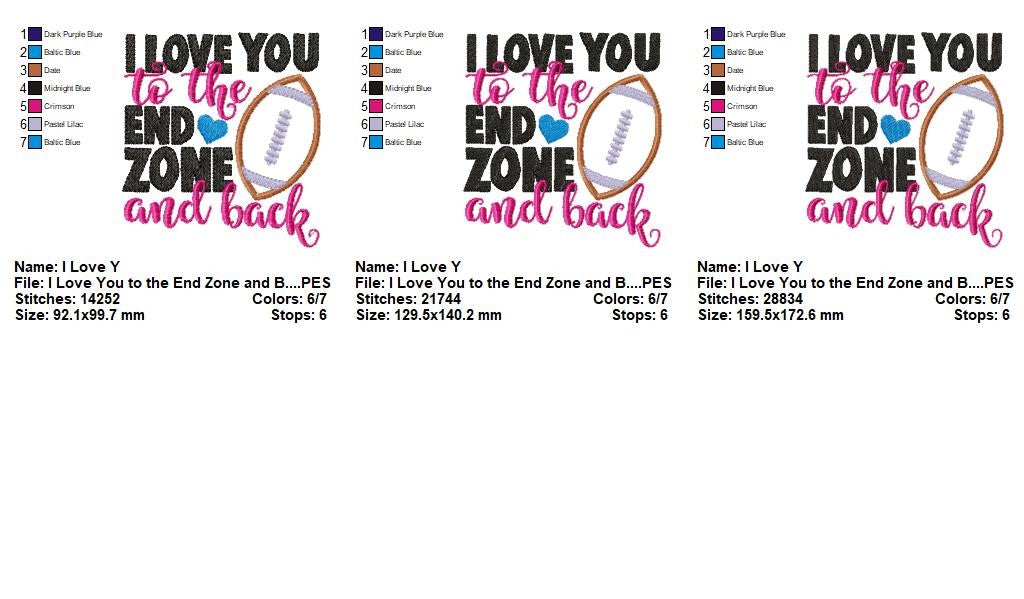 Football Love End Zone - Appliqué - Machine Embroidery Design