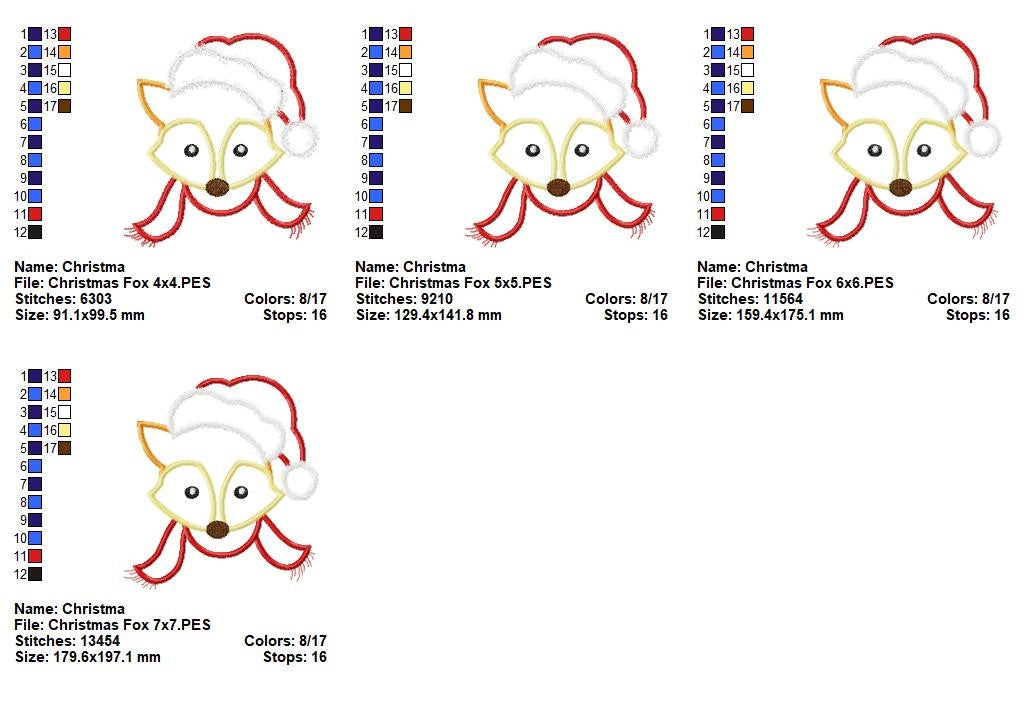 Frosty Little Christmas Fox - Appliqué - Machine Embroidery Design