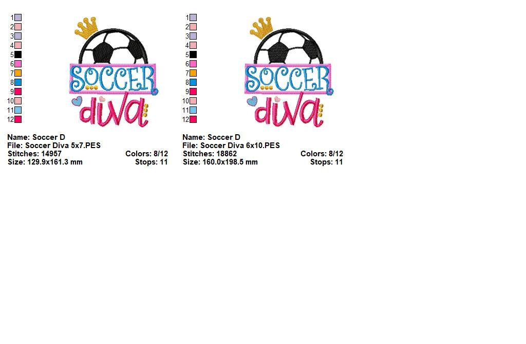 Soccer Diva Crown - Appliqué - Machine Embroidery Design