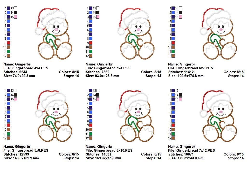 Sweet Santa Gingerbread - Appliqué - Machine Embroidery Design