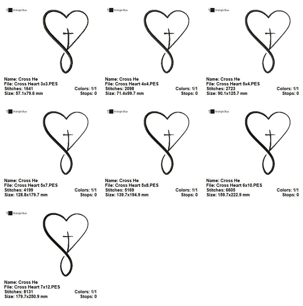 Cross with a Heart - Fill Stitch - Machine Embroidery Design