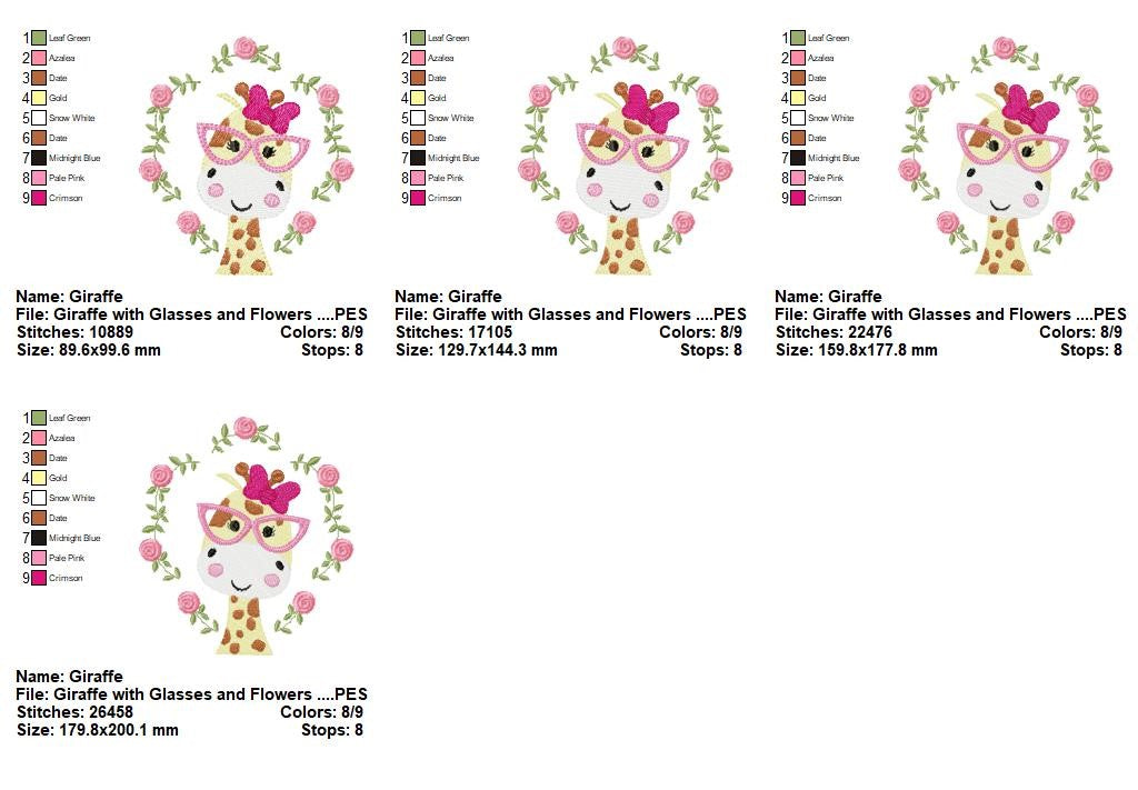 Fancy Giraffe Collection - Fill & Sketch Stitch - Machine Embroidery Design