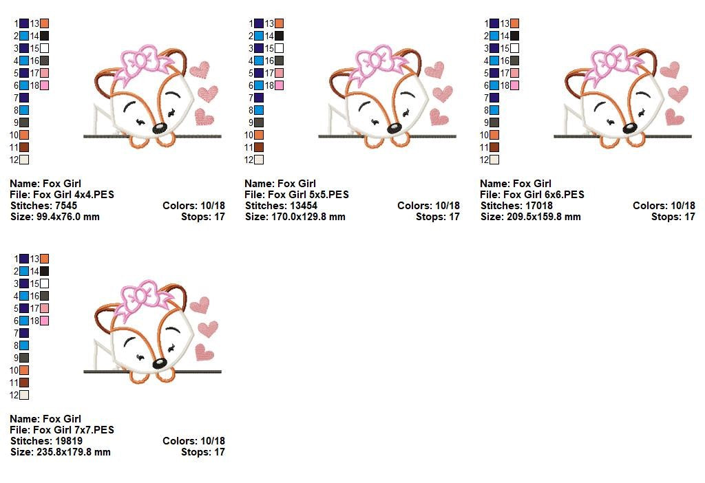 Fox Sweet Peeker - Appliqué - Machine Embroidery Design