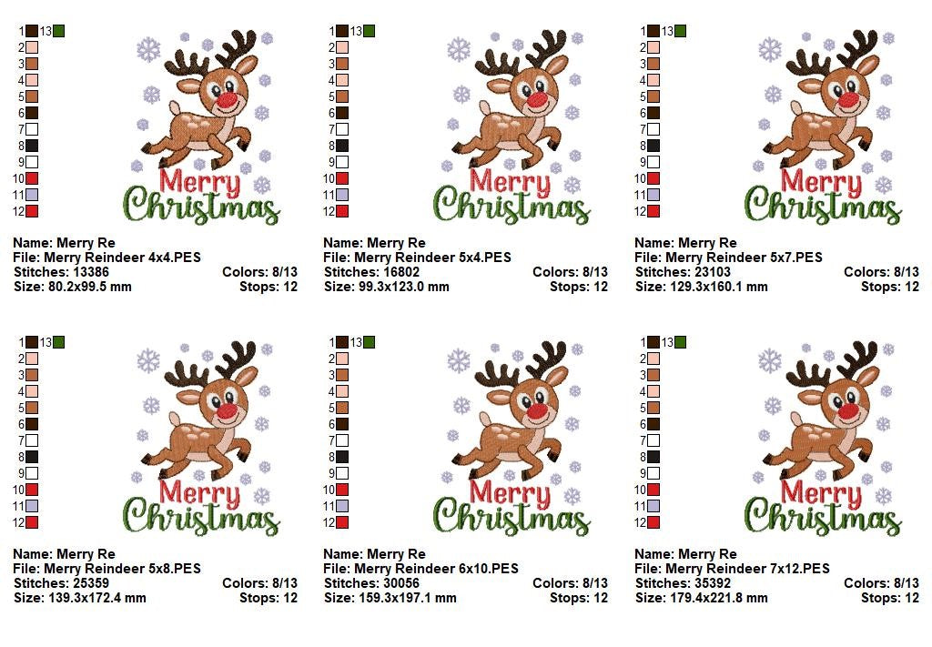 Merry Reindeer Snowfall – Fill Stitch – Machine Embroidery Design
