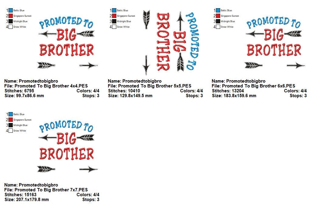 Promoted to Big Brother Custom Year – Satin Stitch - Machine Embroidery Design