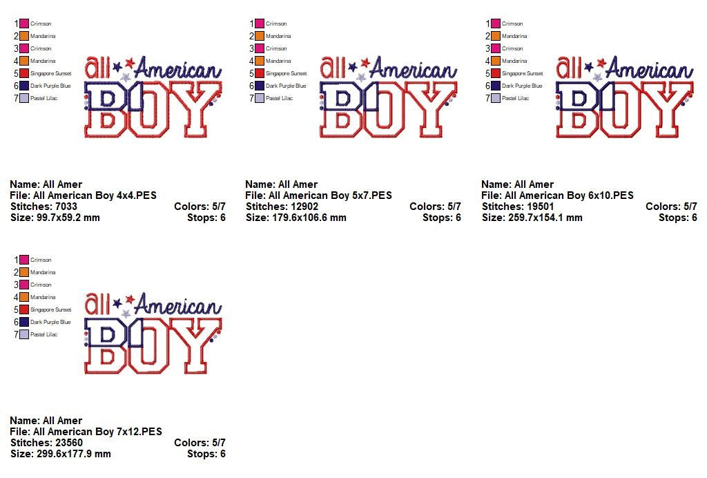 All American Boy - Appliqué – Machine Embroidery Design