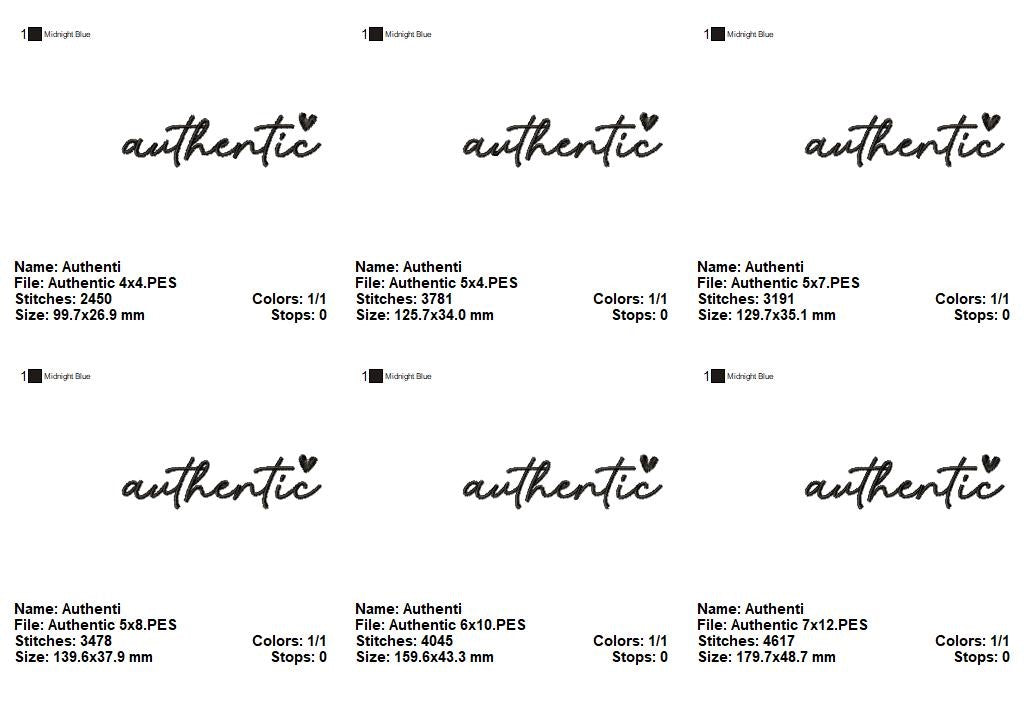 Authentic Word Embroidery Design – Satin Stitch - Machine Embroidery Design