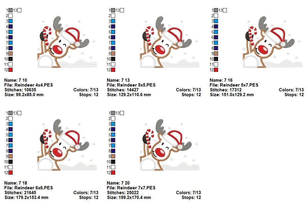 Cute Christmas Reindeer - Applique – Machine Embroidery Design