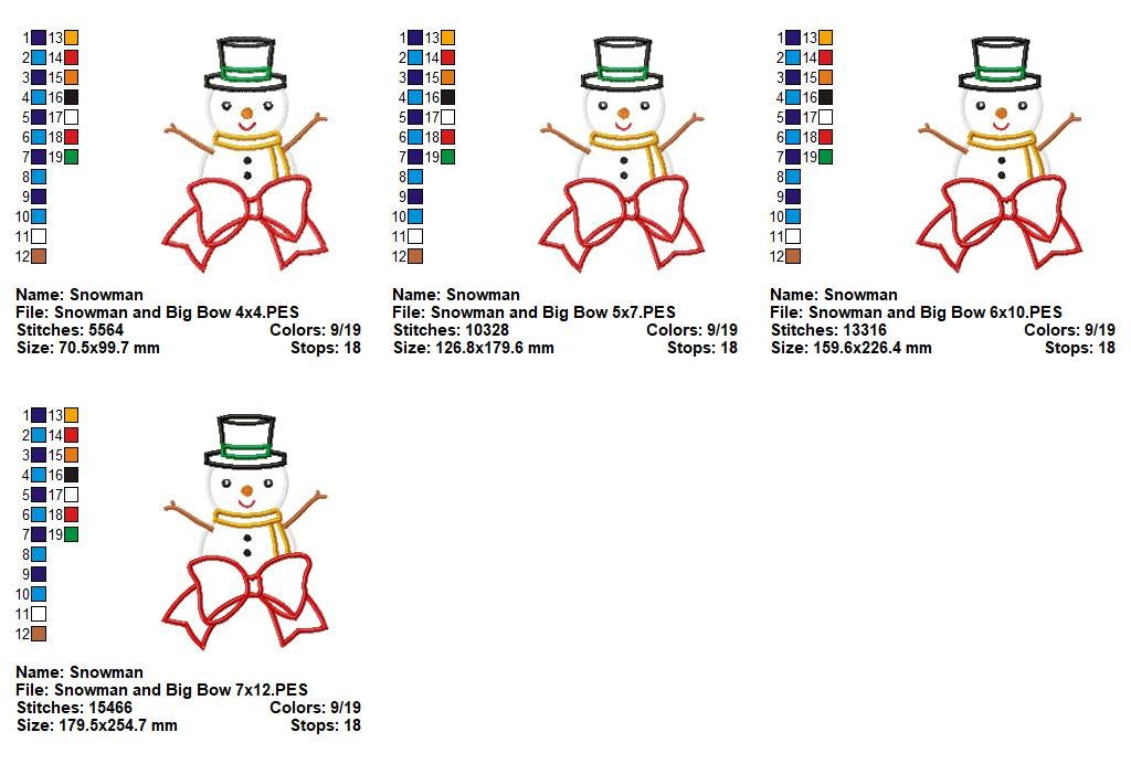Frosty's Christmas Bow - Appliqué - Machine Embroidery Design