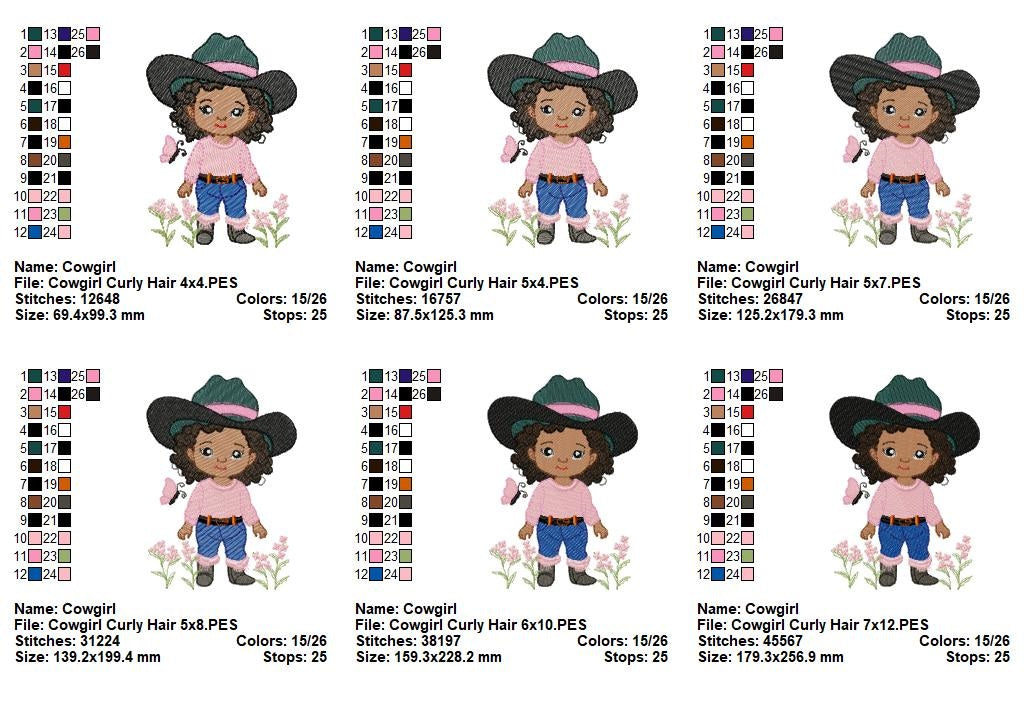 ππ€ Rodeo Queen Afro Girl β Fill Stitch β Machine Embroidery Design