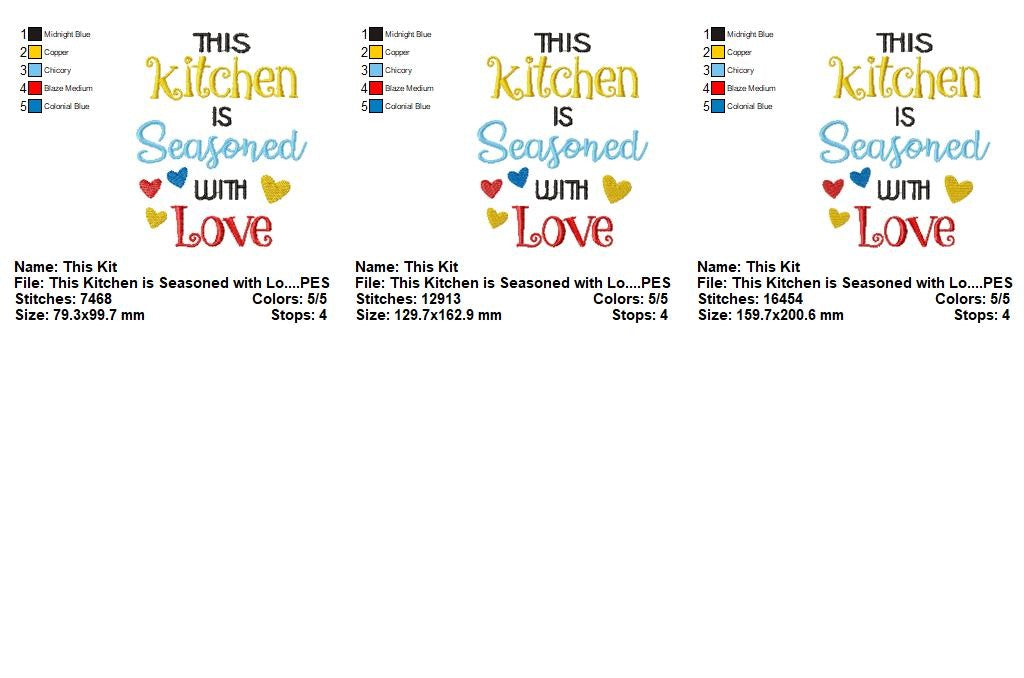 Sweet Kitchen Love Quote - Satin Stitch - Machine Embroidery Design