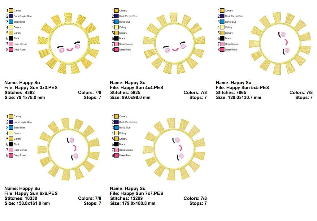 Happy Sunshine - Appliqué - Machine Embroidery Design