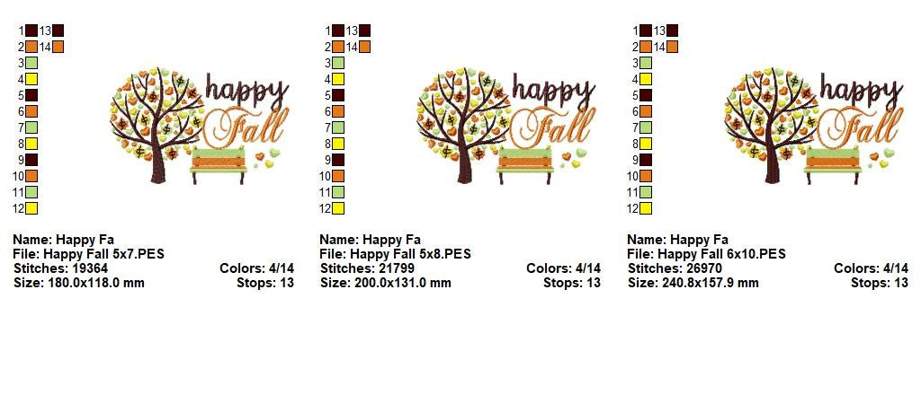 Happy Fall – Fill Stitch – Machine Embroidery Design
