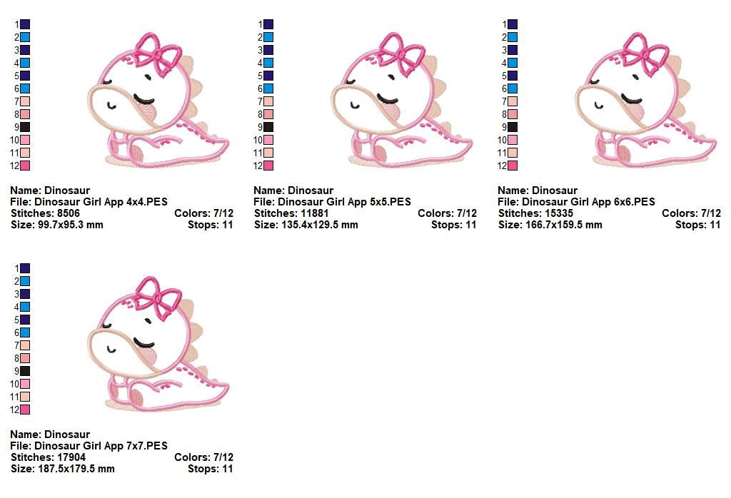 Baby Dino Sweetheart - Appliqué - Machine Embroidery Design