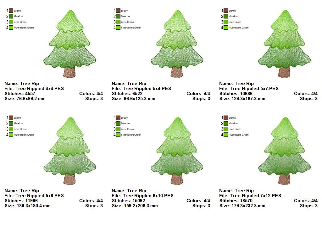 Minimalist Christmas Tree – Rippled Stitch – Machine Embroidery Design