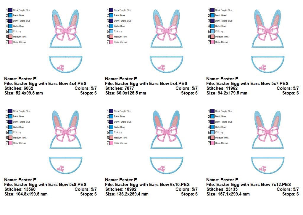 Bunny Ears Easter Egg Bow - Appliqué - Machine Embroidery Design