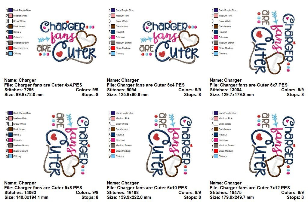 Charger Fans Are Cuter - Appliqué - Machine Embroidery Design