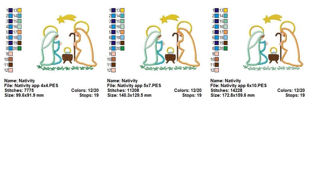 Holy Nativity Scene Appliqué - Appliqué – Machine Embroidery Design