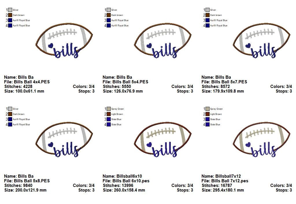 Bills Football Script Heart – Satin Stitch – Machine Embroidery Design