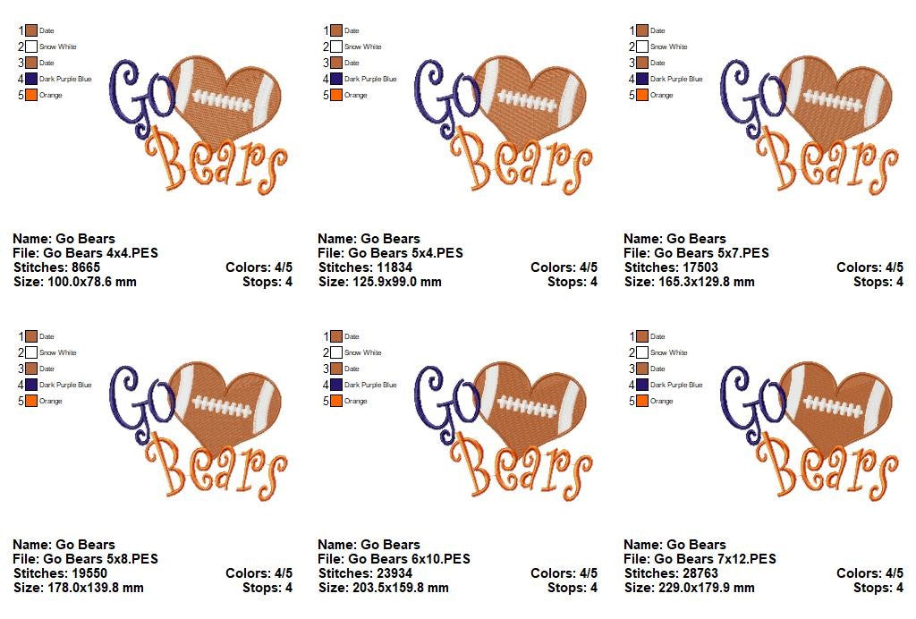 Go Bears – Fill Stitch – Machine Embroidery Design