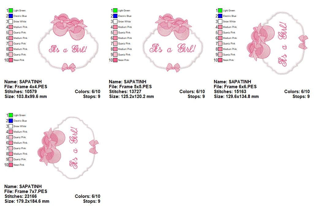 It’s a Girl Baby Frame - Appliqué – Machine Embroidery Design