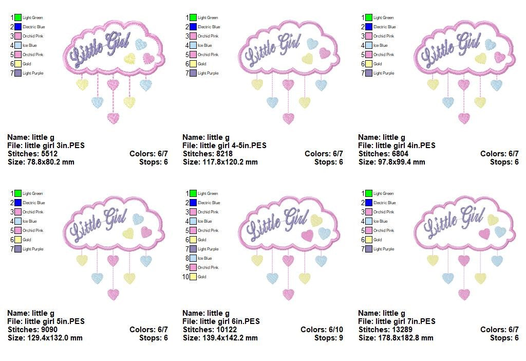 Little Clouds of Love - Applique - Machine Embroidery Design