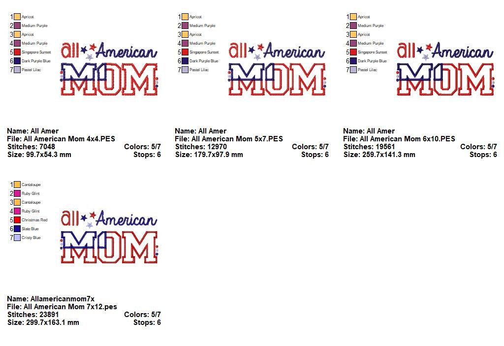 All American Mom - Appliqué – Machine Embroidery Design