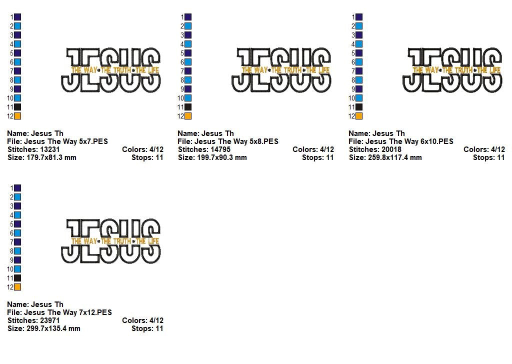 Jesus The Way The Truth The Life - Applique - Machine Embroidery Design