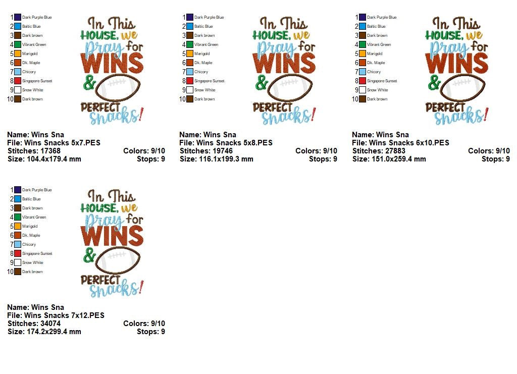 Game Day Pray for Wins & Snacks - Applique - Machine Embroidery Design