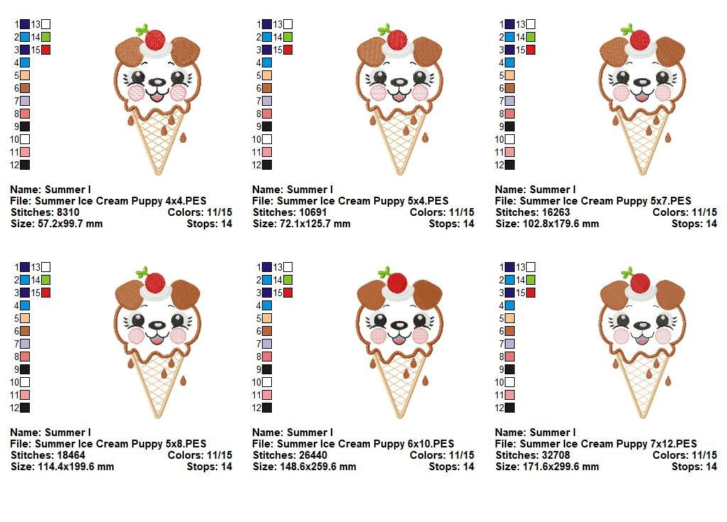Sweet Ice Cream Puppy Delight - Appliqué – Machine Embroidery Design