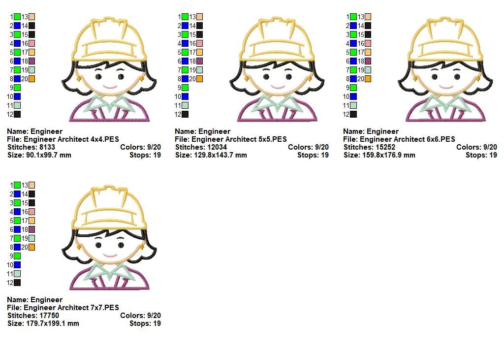 Little Builder Girl Charm – Appliqué - Machine Embroidery Design